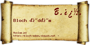 Bloch Ádám névjegykártya
